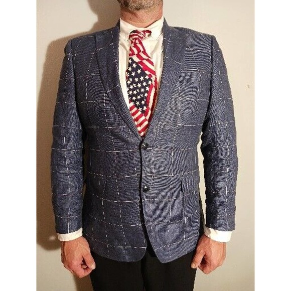 Tommy Hilfiger Other - Vintage Tommy Hilfiger Blue Check Lightweight 100% Linen Casual Blazer 40r